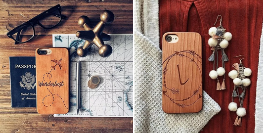 激光打標木質手機殼，定制專屬您個性